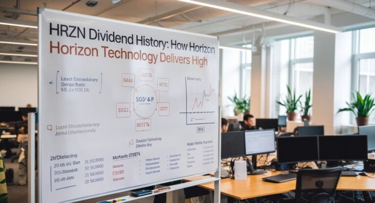 A stock market chart highlighting HRZN’s dividend history and yield trends.